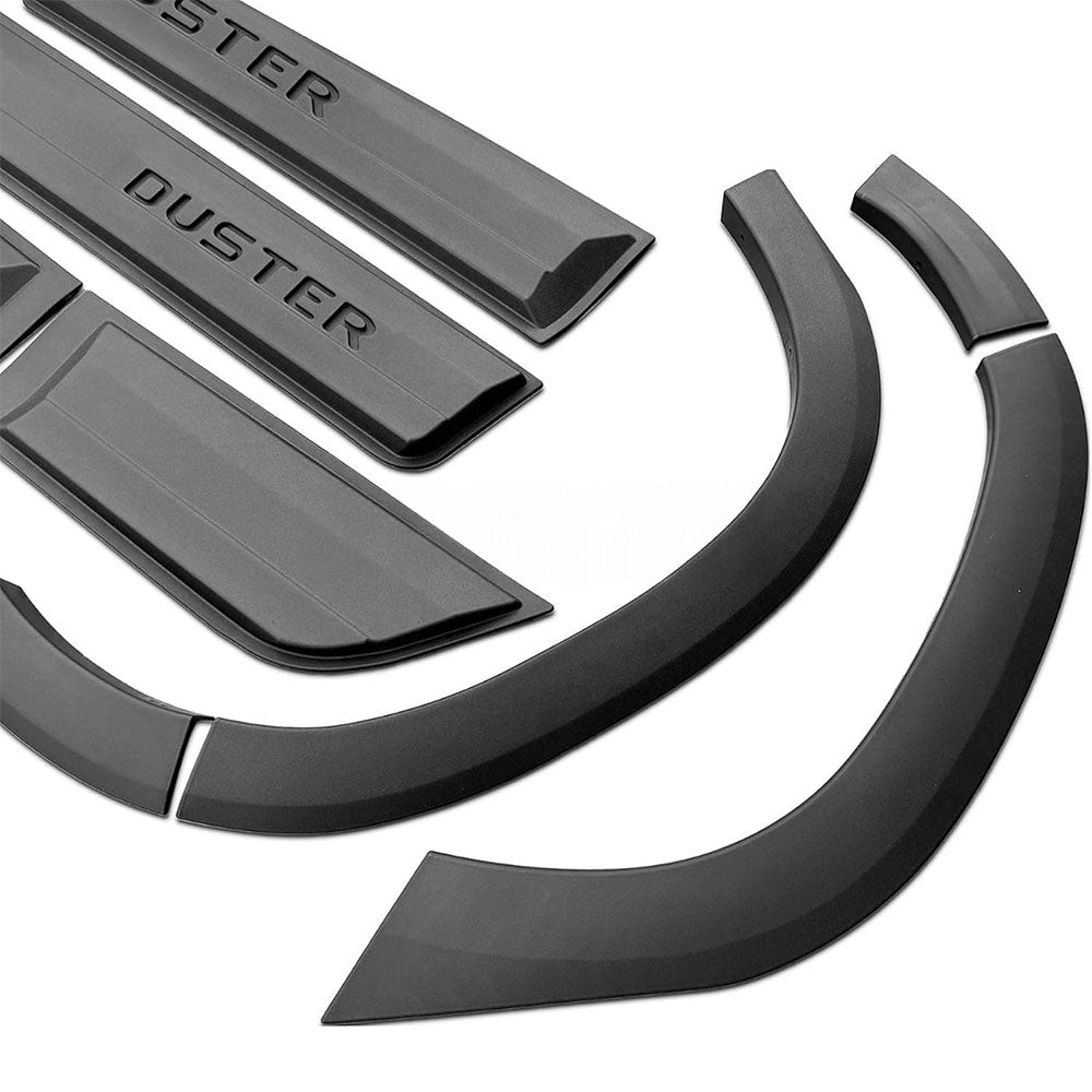 For Dacia Duster 2018–2023 Full Body Kit Set, 12 Pieces ABS Plain – Wheel Arch Trims, Side Claddings & Side Door Protectors