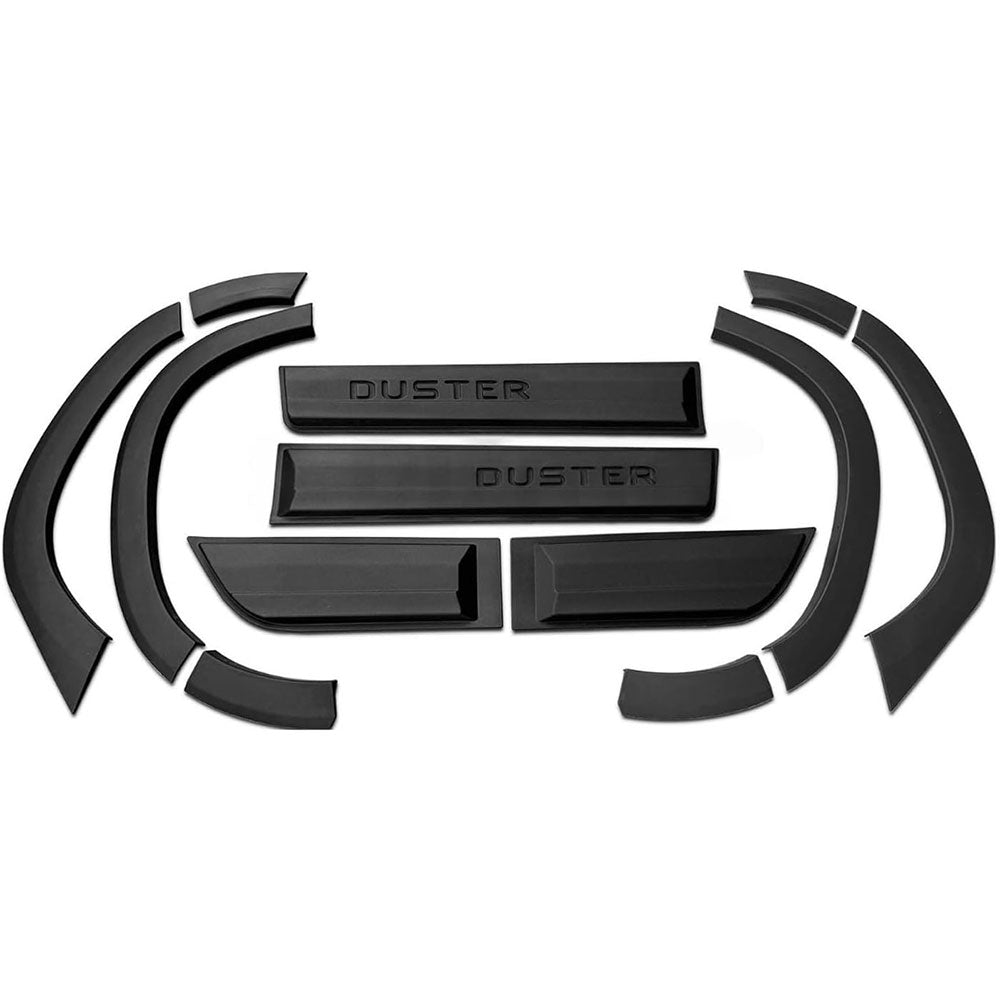 For Dacia Duster 2018–2023 Full Body Kit Set, 12 Pieces ABS Plain – Wheel Arch Trims, Side Claddings & Side Door Protectors